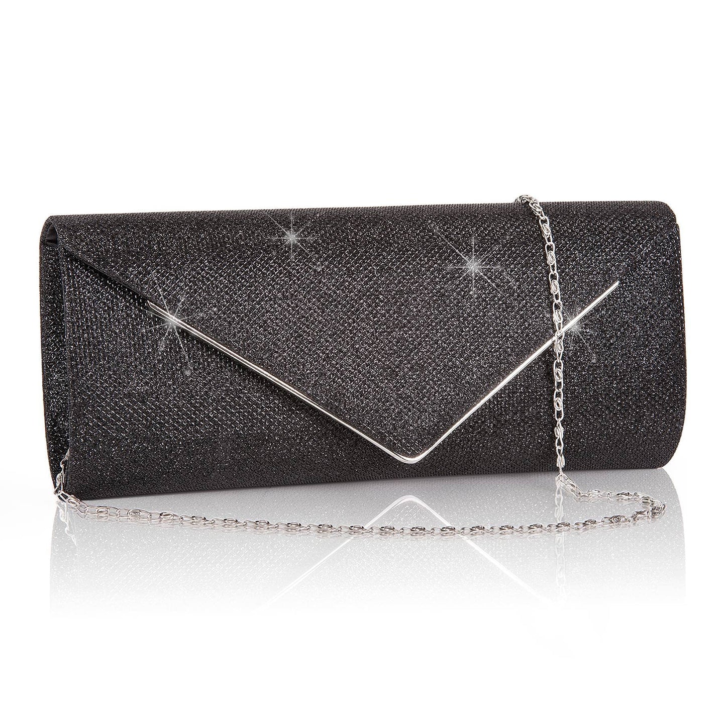 DAK02SEEB0000BK Clutch Purses for Women, Evening Bag Envelope Clutch, Handbags Crossbody Bag Wedding Bag for Prom Party Wedding Engagement, Black