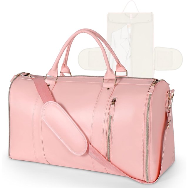 DAK21TBGB0000PK Carry on Garment Bag for Women,Leather Garment Bags for Travel with Shoe Pouch 2 in 1 Hanging Suitcase Suit Bag for Women Travel Bags for Women Pink