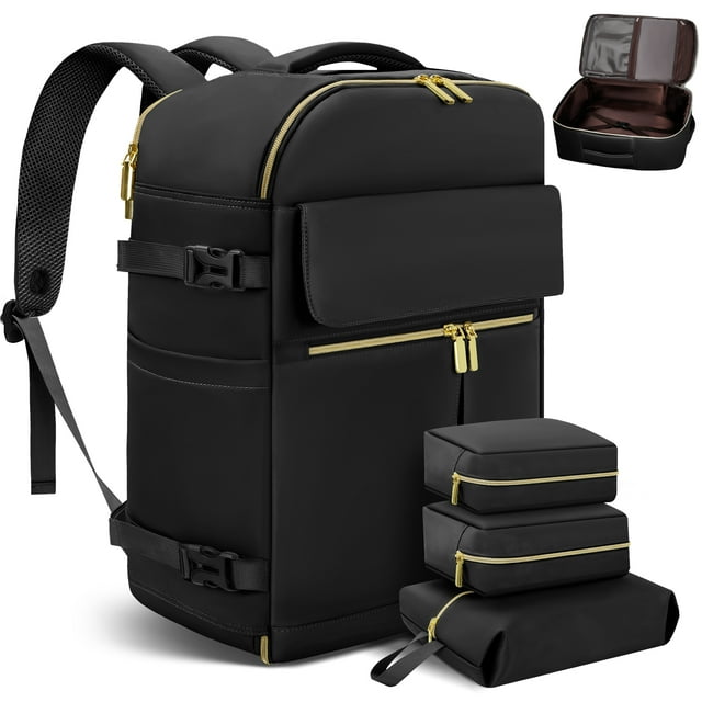 DAK09TLBP0000BK3pcs 40L Large Travel Backpack for Women Men, 18.9 Inch Carry on Backpack with 3 Packing Cubes, TSA Personal Item Luggage Daypack Business Laptop Backpack, Waterproof Weekender Essentials Airline Approve