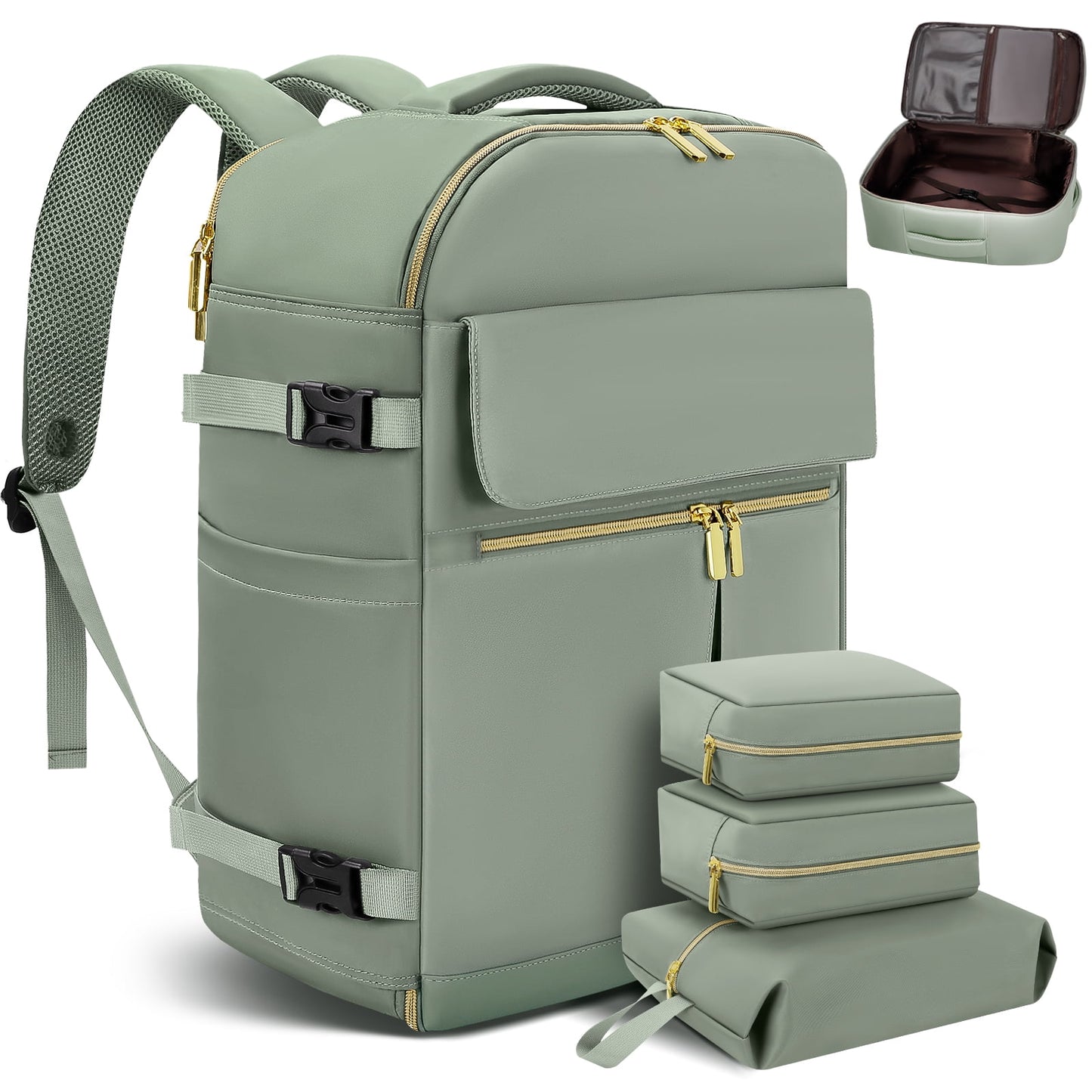 DAK09TLBP0000GE3pcs 40L Large Travel Backpack for Women Men, 18.9 Inch Carry on Backpack with 3 Packing Cubes, TSA Personal Item Luggage Daypack Business Laptop Backpack, Waterproof Weekender Essentials Airline Approve