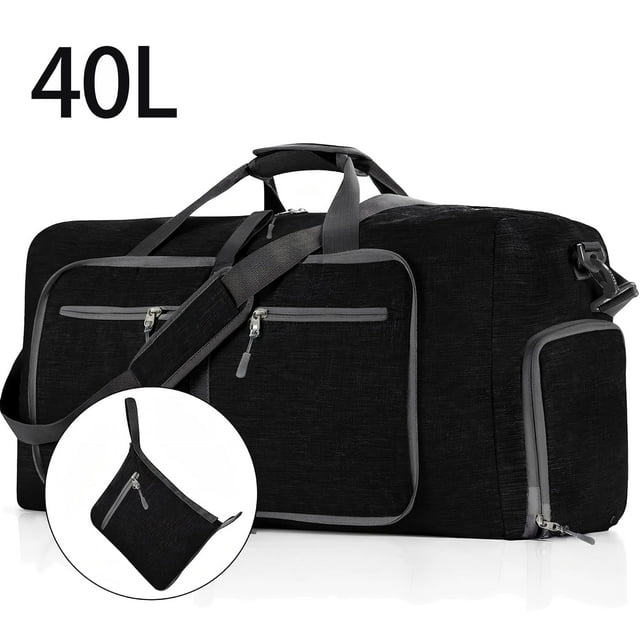 DAK14DBTB0000BK40L Travel Duffle Bag, 40L Foldable Weekender Bags for Women with Shoe Compartment, Carry on Overnight Bag for Men Women, Gym Travel Bag Water Repellent & Tear Resistant, Black