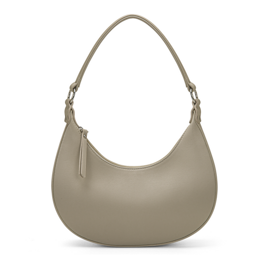 DAKOMM Shoulder Bags for Women, Small Crescent Shoulder Bag Underarm Purse, Cute Hobo Tote Handbag with Zipper Closure, Trendy Shoulder Handbag with 3 Pockets, Light Tan