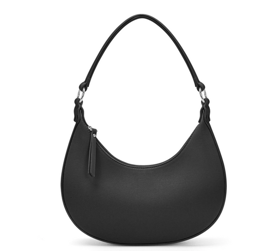 DAKOMM Shoulder Bags for Women, Small Crescent Shoulder Bag Underarm Purse, Cute Hobo Tote Handbag with Zipper Closure, Trendy Shoulder Handbag with 3 Pockets, Black