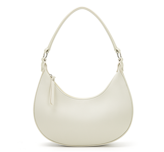 DAKOMM Shoulder Bags for Women, Small Crescent Shoulder Bag Underarm Purse, Cute Hobo Tote Handbag with Zipper Closure, Trendy Shoulder Handbag with 3 Pockets, White