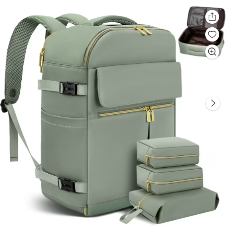 40L Large Travel Backpack for Women Men, 18.9 Inch Carry on Backpack with 3 Packing Cubes, TSA Personal Item Luggage Daypack Business Laptop Backpack, Waterproof Weekender Essentials Airline Approved