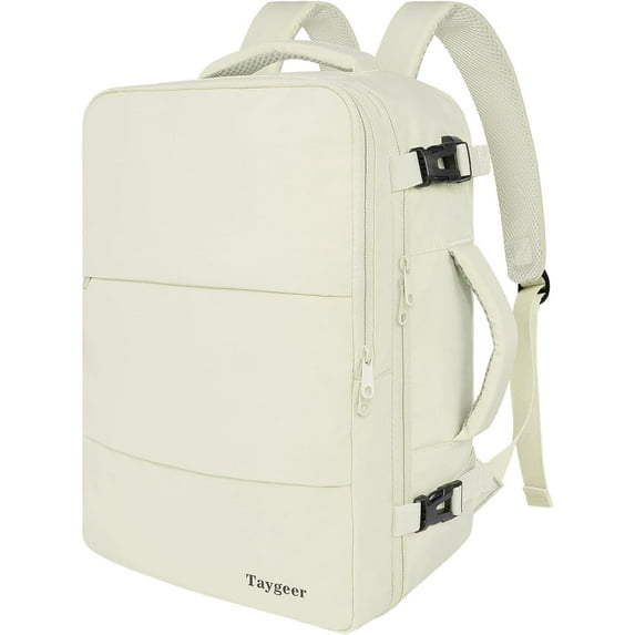DAK10TRBP0000BE 17.7" Travel Backpack with USB Port & Shoe Compartment, TSA-Approved Laptop Carry On Backpack, Waterproof Large Casual Daypack Travel Bag for Women Men Weekender Trips, Business & Hiking, Beige
