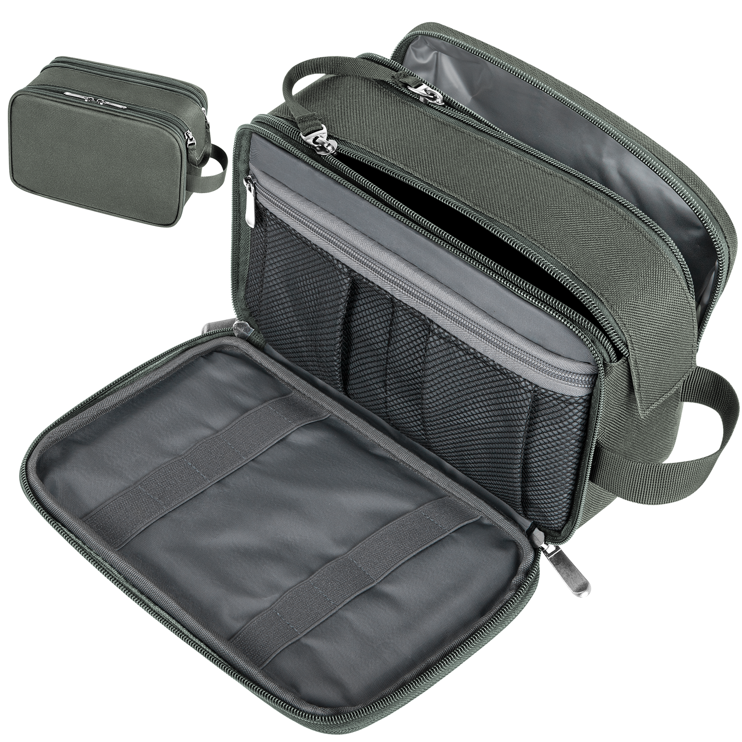 Large Travel Toiletry Bag for Men and Women, Water Resistant Shaving Bag for Toiletries Accessories, Hanging Storage Bag Dopp Kit Travel Bag for Cosmetics Toiletries Brushes Tools, Gray