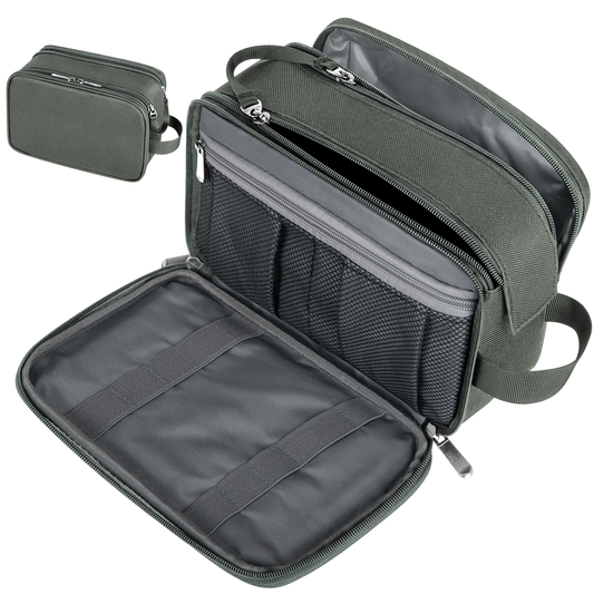 Large Travel Toiletry Bag for Men and Women, Water Resistant Shaving Bag for Toiletries Accessories, Hanging Storage Bag Dopp Kit Travel Bag for Cosmetics Toiletries Brushes Tools, Gray