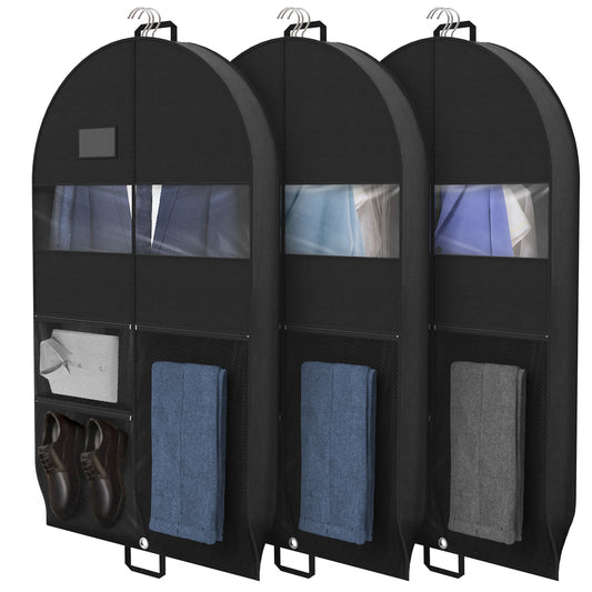 DAK14GABA0000BK3pc Travel Garment Bag with Zipper Pocket, Suit Bag for Suits, Dresses, Coats