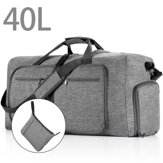 DAK13DBTB0000GY40L 40L Duffle Bag with Shoes Compartment, 20" Foldable Travel Duffel Bags for Men Women, Large Packable Travel Bag Water Repellent & Tear Resistant, Overnight Weekend Bag for Men (Gray