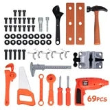 XUE22TLTY0001BU Kids Tool Bench Set Toy with Electric Drill and Realistic Tool, Pretend Play Construction Workbench Toys for Toddlers, Build a Kids Tool Workshop Set for Boys and Girls
