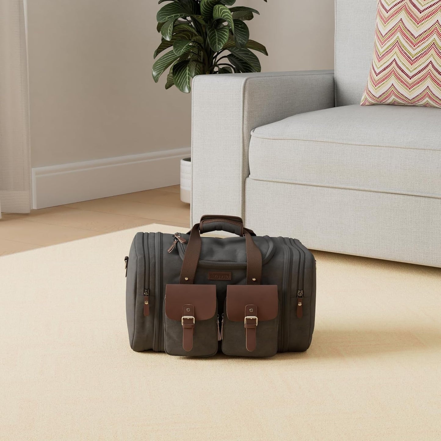 DAK25CNTB0000BK Canvas Duffle Bag - 50L Waterproof Weekender Overnight Travel Bag