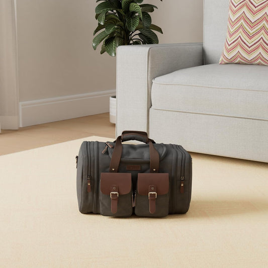 DAK25CNTB0000BK Canvas Duffle Bag - 50L Waterproof Weekender Overnight Travel Bag