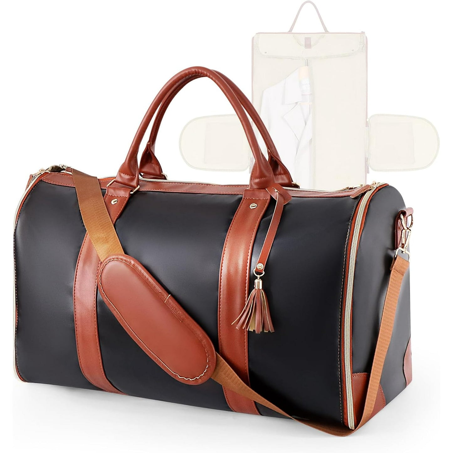 DAK21TBGB0000BK Carry on Garment Bag for Women,Leather Garment Bags for Travel with Shoe Pouch 2 in 1 Hanging Suitcase Suit Bag for Women Travel Bags for Women Black