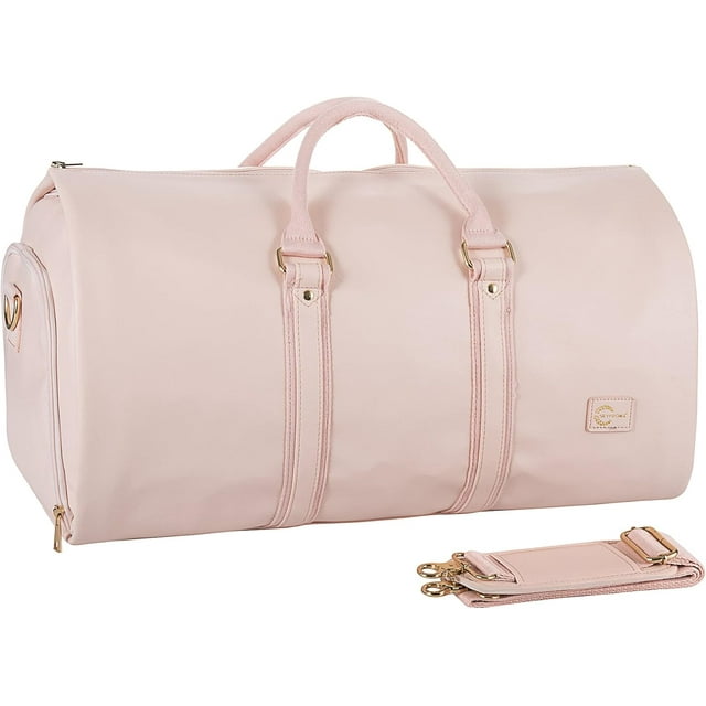 DAK22TBGB0000PK Carry on Garment Bag for Women,Leather Garment Bags for Travel with Shoe Pouch 2 in 1 Hanging Suitcase Suit Bag for Women Travel Bags for Women Pink