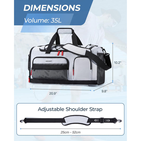 DAK12DBTB0000GY Gym Bag for Men and Women Sports Duffle Bag Travel Backpack Weekender Overnight Bag with Shoes Compartment and Wet Pocket Gray