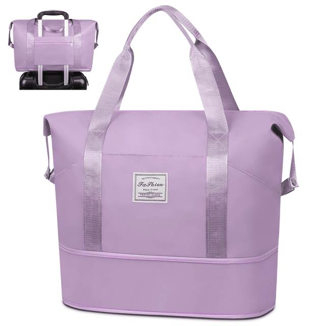 DAK16TBEB0000PP Expandable Travel Duffle Bag, Weekender Bag Carry on Overnight Bag with Wet Pocket for Women Men, 35L Foldable Personal Item Bag Sports Tote Gym Bag Hospital Mom Tote Bag for Labor and Delivery