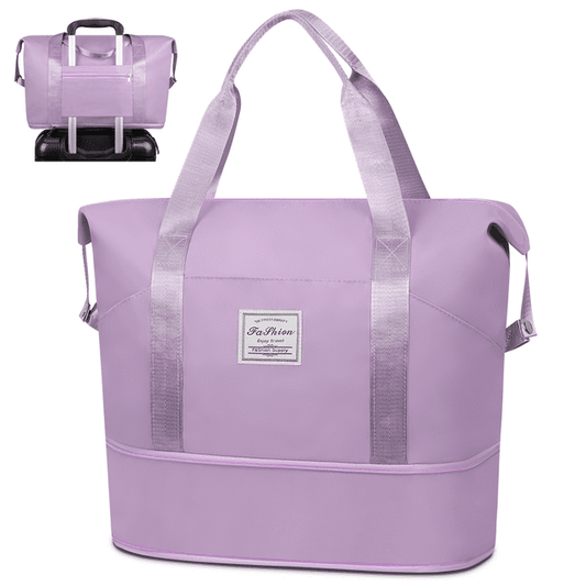 DAK16TBEB0000PP Expandable Travel Duffle Bag, Weekender Bag Carry on Overnight Bag with Wet Pocket for Women Men, 35L Foldable Personal Item Bag Sports Tote Gym Bag Hospital Mom Tote Bag for Labor and Delivery