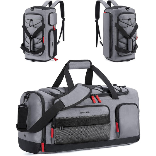 DAK11DBTB0000GY Gym Bag for Women & Men, 35L Sports Travel Duffel Bag with Shoe Laptop Compartment，Anti-Theft Carry On Weekender Bag Gray