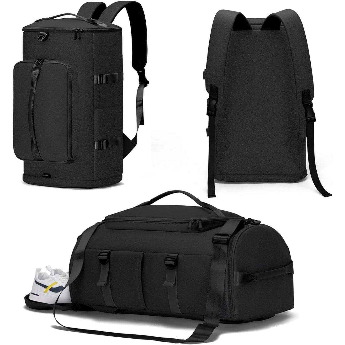 DAK11DBTB0000BK Gym Bag for Women & Men, 35L Sports Travel Duffel Bag with Shoe Laptop Compartment，Anti-Theft Carry On Weekender Bag Black