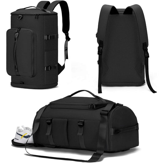 DAK11DBTB0000BK Gym Bag for Women & Men, 35L Sports Travel Duffel Bag with Shoe Laptop Compartment，Anti-Theft Carry On Weekender Bag Black