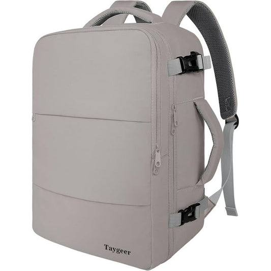 DAK09TRBP0000GY Travel Backpack for Women Men, Carry On Backpack with USB Charging Port & Shoe Pouch, TSA 17.7 inch Laptop Backpack Flight Approved, Nurse Bag Casual Daypack for Weekender Business Hiking, Gray