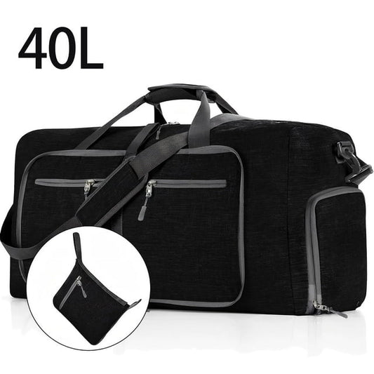 DAK14DBTB0000BK40L Travel Duffle Bag, 40L Foldable Weekender Bags for Women with Shoe Compartment, Carry on Overnight Bag for Men Women, Gym Travel Bag Water Repellent & Tear Resistant, Black