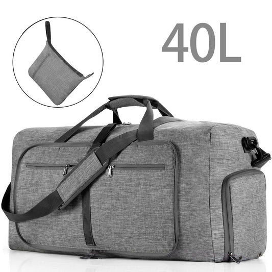 DAK14DBTB0000GY40L Travel Duffle Bag, 40L Foldable Weekender Bags for Women with Shoe Compartment, Carry on Overnight Bag for Men Women, Gym Travel Bag Water Repellent & Tear Resistant, Gray