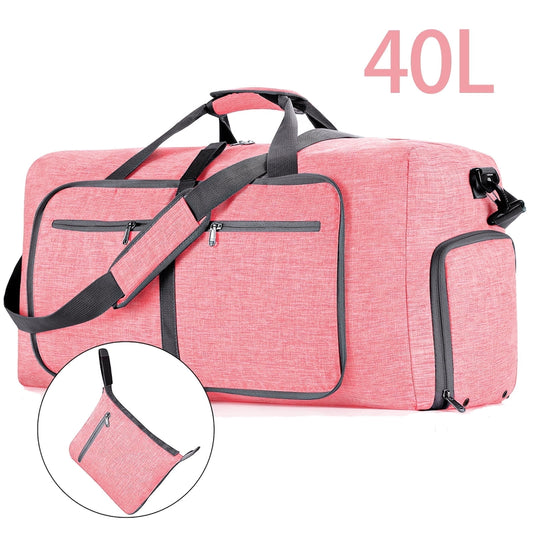 DAK14DBTB0000PK40L Travel Duffle Bag, 40L Foldable Weekender Bags for Women with Shoe Compartment, Carry on Overnight Bag for Men Women, Gym Travel Bag Water Repellent & Tear Resistant, Pink
