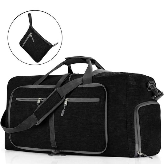 DAK14DBTB0000BK65L Travel Duffle Bag, 65L Foldable Weekender Bags for Women with Shoe Compartment, Carry on Overnight Bag for Men Women, Gym Travel Bag Water Repellent & Tear Resistant, Black