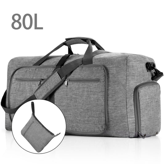 DAK14DBTB0000GY80L Travel Duffle Bag, 80L Foldable Weekender Bags for Women with Shoe Compartment, Carry on Overnight Bag for Men Women, Gym Travel Bag Water Repellent & Tear Resistant, Gray