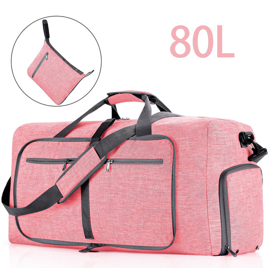 DAK14DBTB0000PK80L Travel Duffle Bag, 80L Foldable Weekender Bags for Women with Shoe Compartment, Carry on Overnight Bag for Men Women, Gym Travel Bag Water Repellent & Tear Resistant, Pink