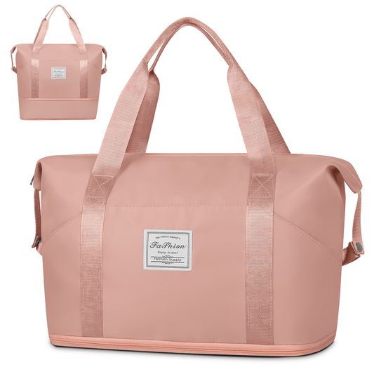 DAK15TBEB0000PK 35L Expandable Travel Duffle Bag, Weekender Bag for Women, Carry on Overnight Bag with Wet Pocket, Multipurpose Personal Item Bag Sports Tote Gym Bag Hospital Mom Bag for Labor and Delivery, Pink